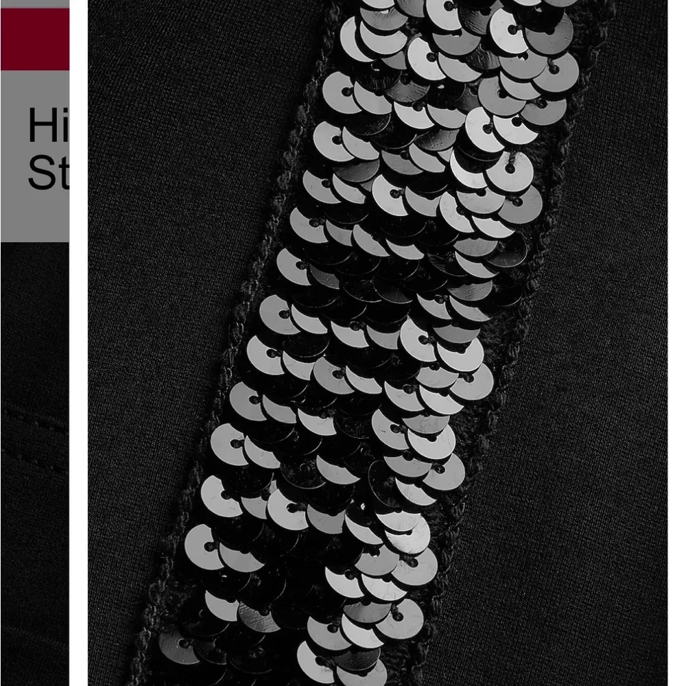 Express High Waisted Black Sequin Side Stripe Legging - Picture 5 of 5